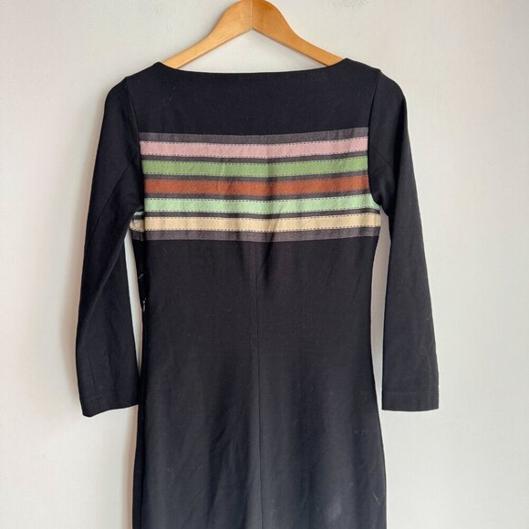 Roberta Di Camerino Belt Print Black Bodycon Dress 6 - Picture 6 of 11